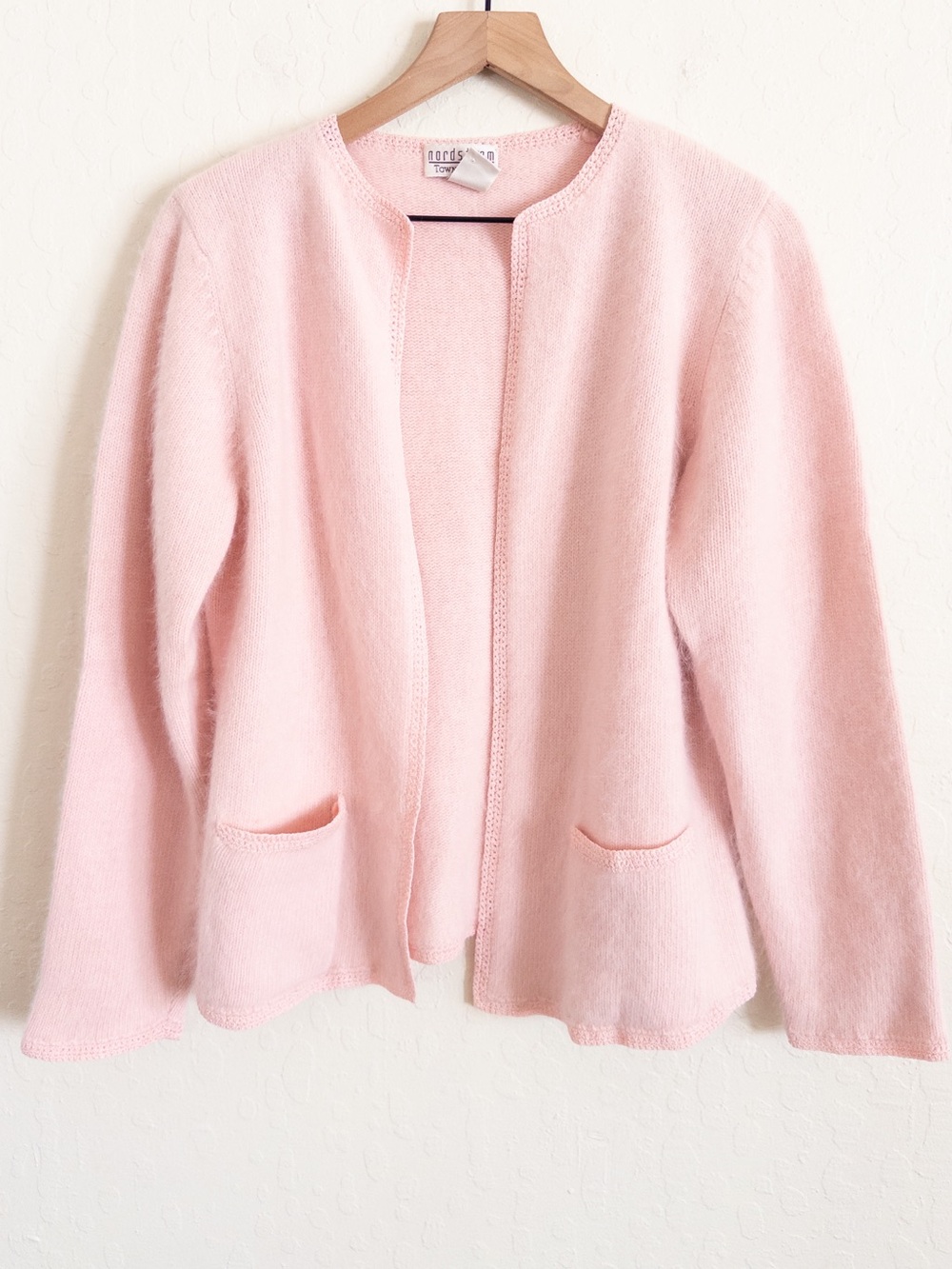 Vintage 90s Nordstrom Town Square Angora Lambswool Open Front Cardigan Large